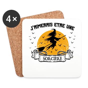 cadeau Halloween humour | Sorcière Halloween ! - Dessous de verre (lot de 4) - blanc - Devant