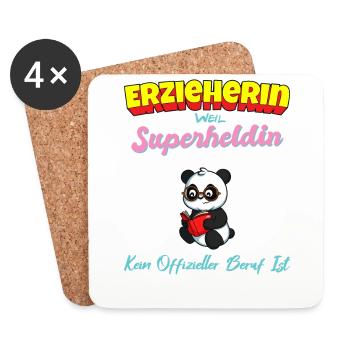 Erzieherin Weil Superheldin Kein Beruf Ist Kita - Untersetzer (4er-Set) - Weiß - Vorne