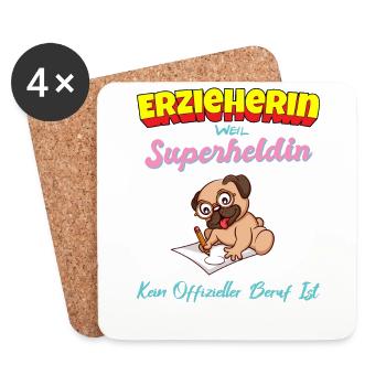Erzieherin Weil Superheldin Kein Beruf Ist Kita - Untersetzer (4er-Set) - Weiß - Vorne