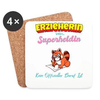 Erzieherin Weil Superheldin Kein Beruf Ist Kita - Untersetzer (4er-Set) - Weiß - Vorne