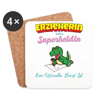 Erzieherin Weil Superheldin Kein Beruf Ist Kita - Untersetzer (4er-Set) - Weiß - Vorne
