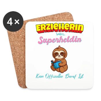 Erzieherin Weil Superheldin Kein Beruf Ist Kita - Untersetzer (4er-Set) - Weiß - Vorne