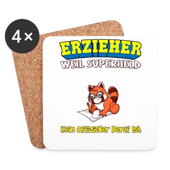 Erzieher Weil Superheld Kein Offizieller Beruf Ist - Untersetzer (4er-Set) - Weiß - Vorne