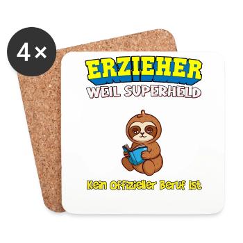 Erzieher Weil Superheld Kein Offizieller Beruf Ist - Untersetzer (4er-Set) - Weiß - Vorne