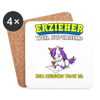 Erzieher Weil Superheld Kein Offizieller Beruf Ist - Untersetzer (4er-Set) - Weiß - Vorne
