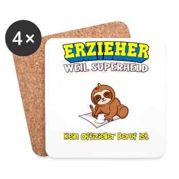 Erzieher Weil Superheld Kein Offizieller Beruf Ist - Untersetzer (4er-Set) - Weiß - Vorne