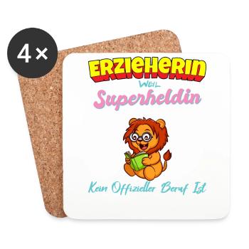 Erzieherin Weil Superheldin Kein Beruf Ist Kita - Untersetzer (4er-Set) - Weiß - Vorne