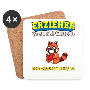 Erzieher Weil Superheld Kein Offizieller Beruf Ist - Untersetzer (4er-Set) - Weiß - Vorne