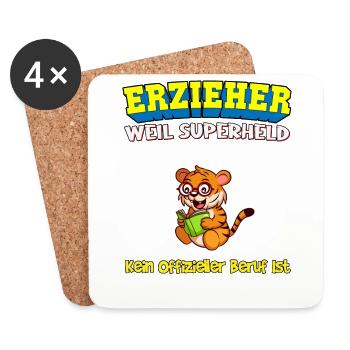 Erzieher Weil Superheld Kein Offizieller Beruf Ist - Untersetzer (4er-Set) - Weiß - Vorne