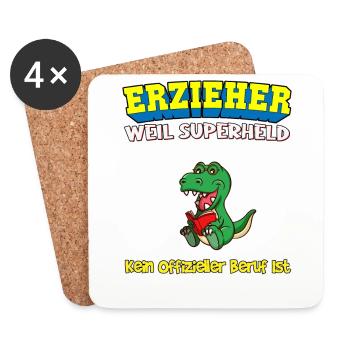 Erzieher Weil Superheld Kein Offizieller Beruf Ist - Untersetzer (4er-Set) - Weiß - Vorne