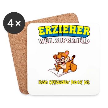 Erzieher Weil Superheld Kein Offizieller Beruf Ist - Untersetzer (4er-Set) - Weiß - Vorne