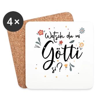 Wetsch du mi Götti si? Götti Geschenk - Untersetzer (4er-Set) - Weiß - Vorne