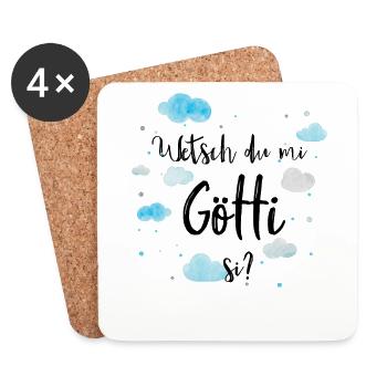 Wetsch du mi Götti si? Götti Geschenk - Untersetzer (4er-Set) - Weiß - Vorne