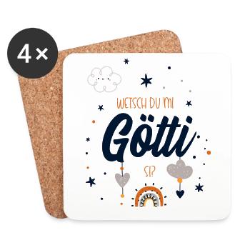 Wetsch du mi Götti si? Götti Geschenk - Untersetzer (4er-Set) - Weiß - Vorne