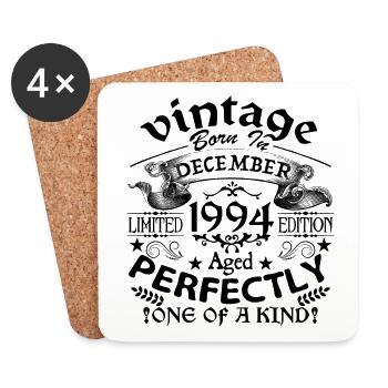 December 1994 | 1994 Vintage | born in December - Dessous de verre (lot de 4) - blanc - Devant