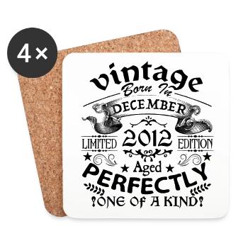 December 2012 | 2012 Vintage | born in December - Coasters (set of 4) - white - Front