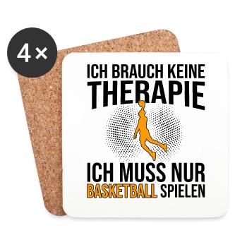 Basketball Therapie Spruch - Untersetzer (4er-Set) - Weiß - Vorne