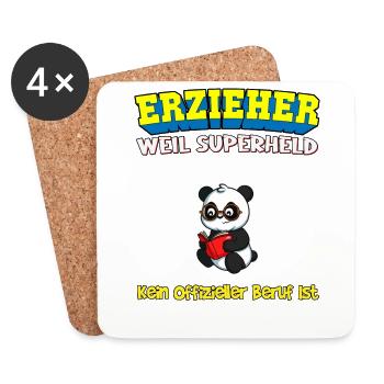 Erzieher Weil Superheld Kein Offizieller Beruf Ist - Untersetzer (4er-Set) - Weiß - Vorne