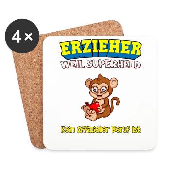 Erzieher Weil Superheld Kein Offizieller Beruf Ist - Untersetzer (4er-Set) - Weiß - Vorne