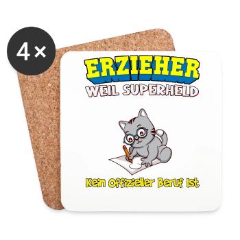 Erzieher Weil Superheld Kein Offizieller Beruf Ist - Untersetzer (4er-Set) - Weiß - Vorne