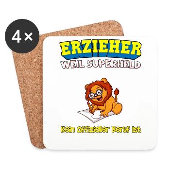 Erzieher Weil Superheld Kein Offizieller Beruf Ist - Untersetzer (4er-Set) - Weiß - Vorne
