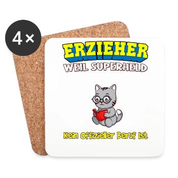 Erzieher Weil Superheld Kein Offizieller Beruf Ist - Untersetzer (4er-Set) - Weiß - Vorne
