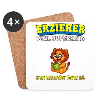 Erzieher Weil Superheld Kein Offizieller Beruf Ist - Untersetzer (4er-Set) - Weiß - Vorne