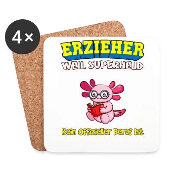 Erzieher Weil Superheld Kein Offizieller Beruf Ist - Untersetzer (4er-Set) - Weiß - Vorne
