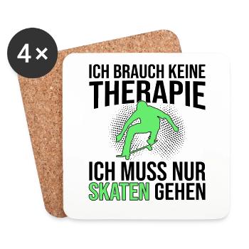 Skaten Therapie Spruch - Untersetzer (4er-Set) - Weiß - Vorne