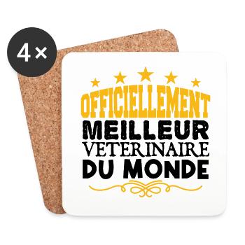 Vétérinaire | le Meilleur Vétérinaire cadeau Vétér - Dessous de verre (lot de 4) - blanc - Devant