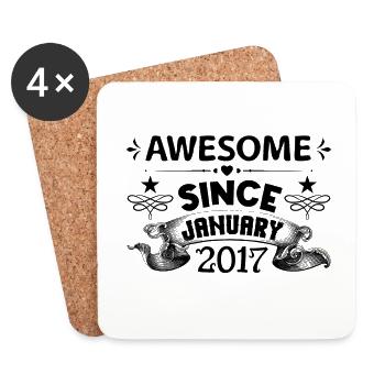 January 2017 | Awesome 2017 | born in January - Coasters (set of 4) - white - Front