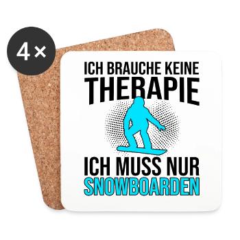 Snowboarden Therapie Spruch - Untersetzer (4er-Set) - Weiß - Vorne