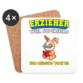 Erzieher Weil Superheld Kein Offizieller Beruf Ist - Untersetzer (4er-Set) - Weiß - Vorne
