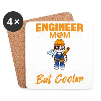 Maman ingénieure comme une maman Regualr mais plus cool - Dessous de verre (lot de 4) - blanc - Devant