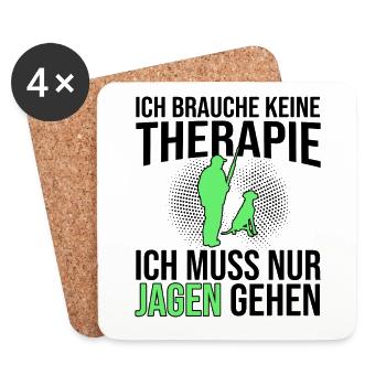 Jagen Therapie Spruch - Untersetzer (4er-Set) - Weiß - Vorne