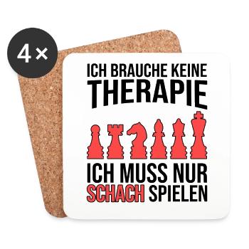 Schach Therapie Spruch - Untersetzer (4er-Set) - Weiß - Vorne