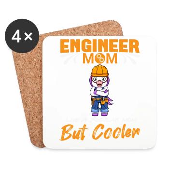 Maman ingénieur comme une maman régulière mais plus cool - Dessous de verre (lot de 4) - blanc - Devant