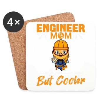Maman ingénieur comme une maman régulière mais plus cool - Dessous de verre (lot de 4) - blanc - Devant