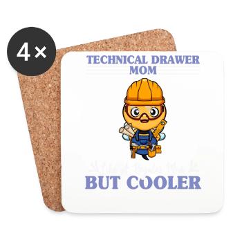 Technical Drawer Mom Like A Regualr Mom But Cooler - Coasters (set of 4) - white - Front