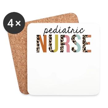 Pediatric Nurse Leopard Print Registered RN - Coasters (set of 4) - white - Front