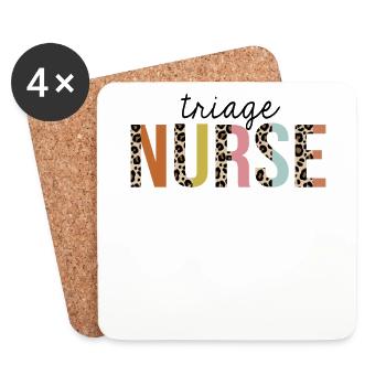 Triage Nurse Leopard Print Registered RN Nursing - Coasters (set of 4) - white - Front