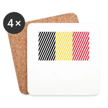 Drapeau de la Belgique - Dessous de verre (lot de 4) - blanc - Devant