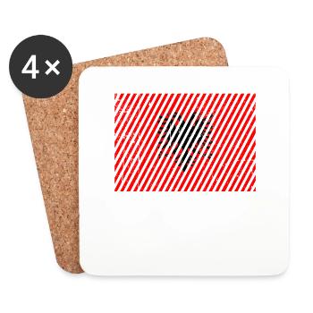 Drapeau de l’Albanie - Dessous de verre (lot de 4) - blanc - Devant
