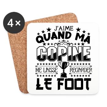 Le Foot | Ma Copine et Le football - Dessous de verre (lot de 4) - blanc - Devant