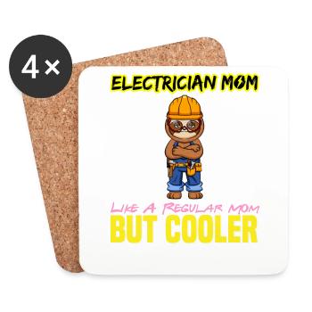 Electrician Mom Like A Regualr Mom But Cooler - Coasters (set of 4) - white - Front