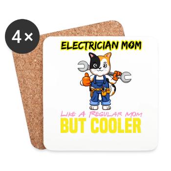 Electrician Mom Like A Regualr Mom But Cooler - Coasters (set of 4) - white - Front