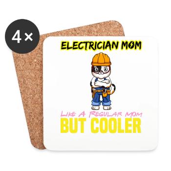 Electrician Mom Like A Regualr Mom But Cooler - Coasters (set of 4) - white - Front