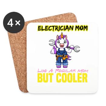 Electrician Mom Like A Regualr Mom But Cooler - Coasters (set of 4) - white - Front