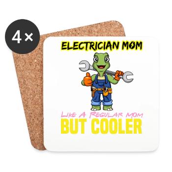 Electrician Mom Like A Regualr Mom But Cooler - Coasters (set of 4) - white - Front