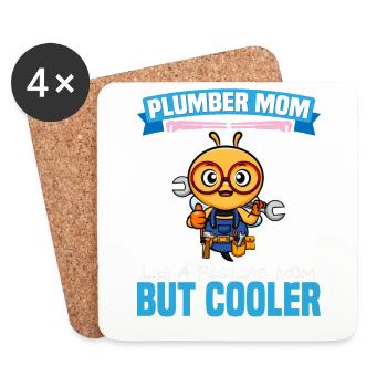 Plumber Mom Like A Regualr Mom But Cooler - Untersetzer (4er-Set) - Weiß - Vorne